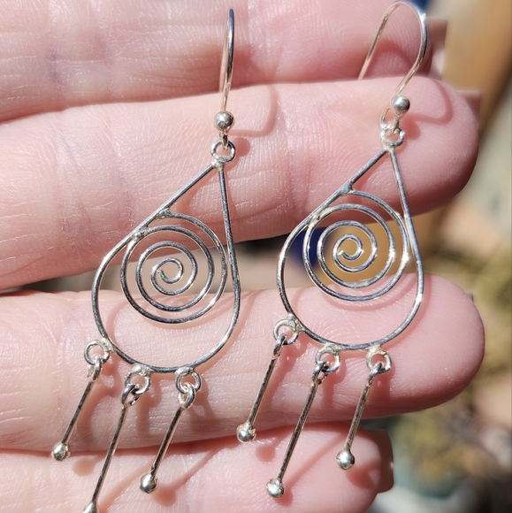 Sterling Silver Swirl dangle earrings - Picture 11 of 14